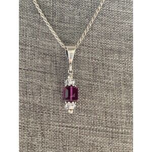 925 Italy Necklace Chain Crystal Fuchsia AB Pendant 19.5” 8.64g